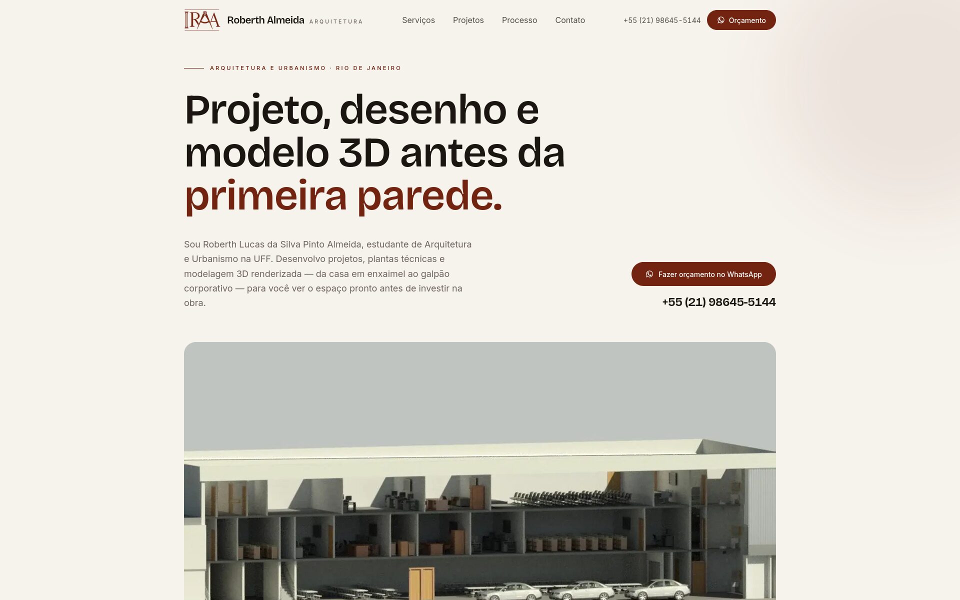 Captura de tela do site Roberth Almeida — Arquitetura
