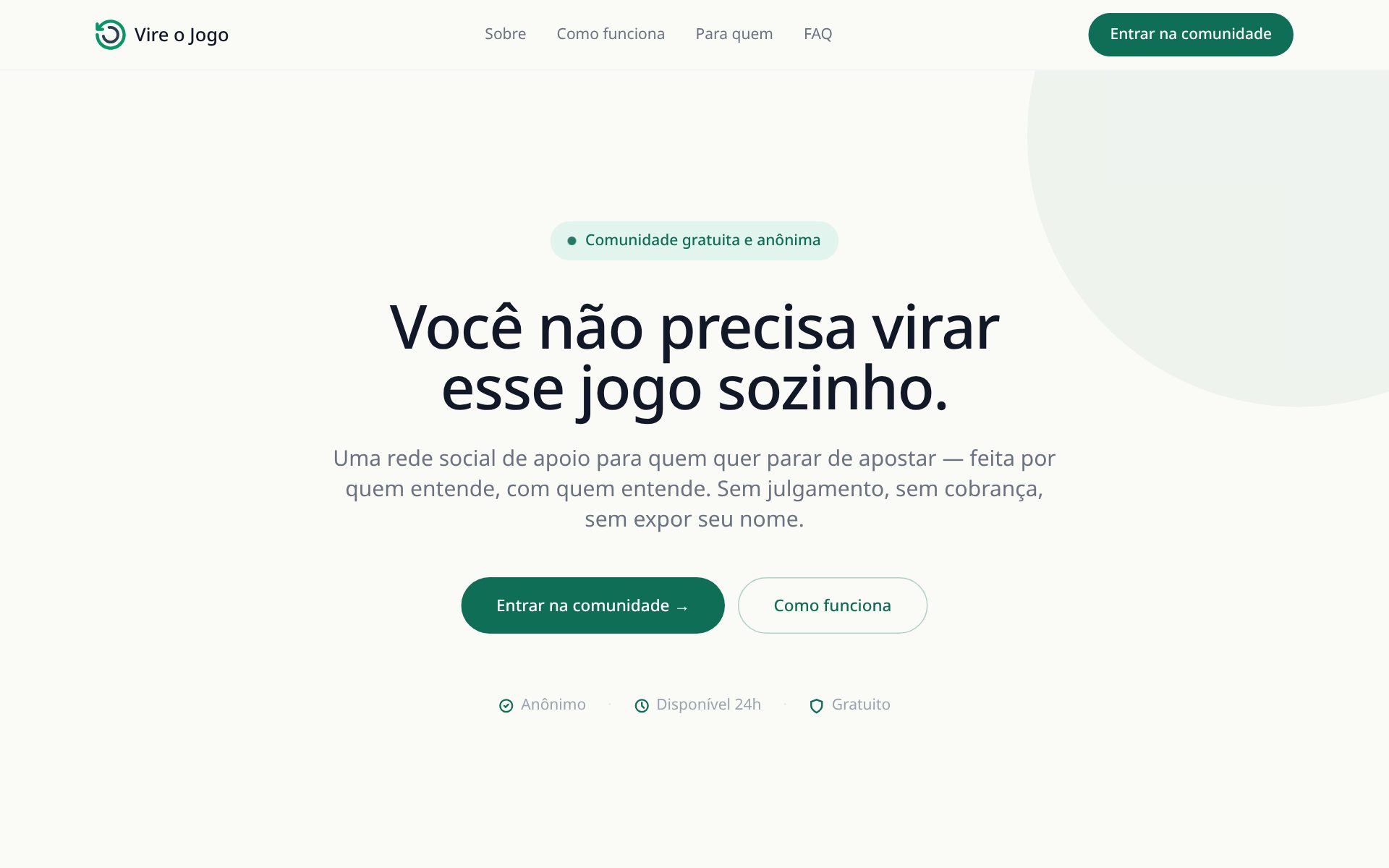 Captura de tela do site Vire o Jogo